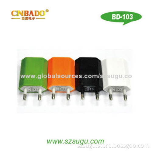 2014 new design 12mm slim full 1A flat USB wall charger for iPhone, smartphone